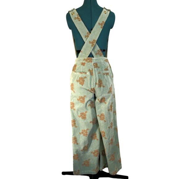 NWT Mystree Embroidered Corduroy Jumpsuit Sage Green Floral Size Small - Picture 5 of 10